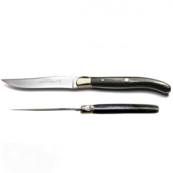 coltello con manico in corno nero, fabbricazione francese