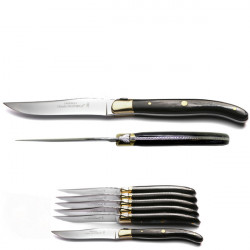 cuchillo mango cuerno negro, hecho en frances