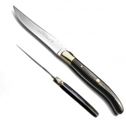 cuchillo mango cuerno negro, hecho en frances