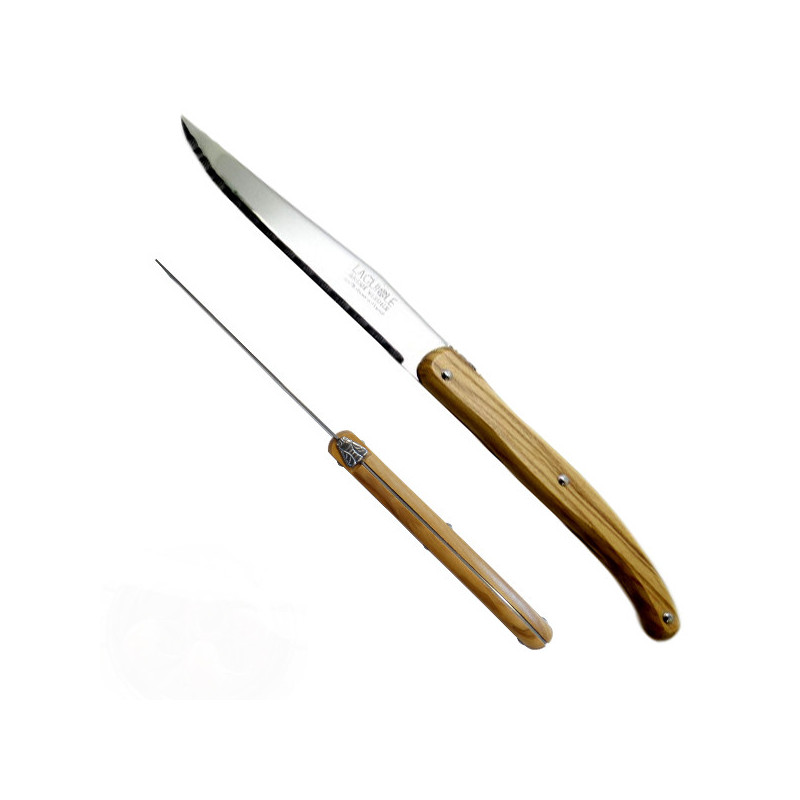 cuchillo Laguiole, mango de madera de olivo, hechos a mano
