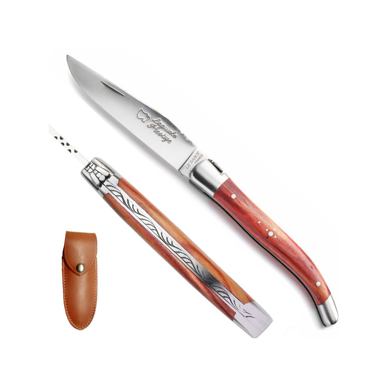 Laguiole rosewood knife - Classic range, leather case