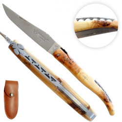 "Paris Iena bridge" Laguiole knife. Juniper wood, leather case