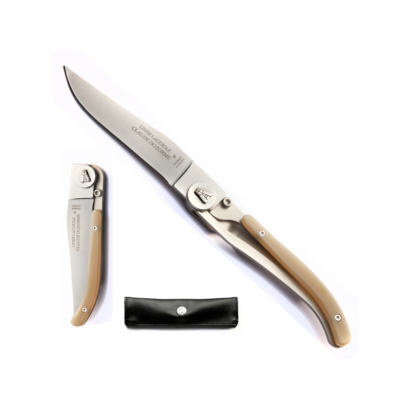 Laguiole clear Horn Nomad knife, with case