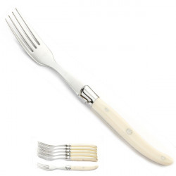 Laguiole boxed set of 6 Ivoirine forks, ivory look handle