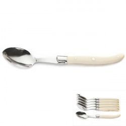 Laguiole boxed set of 6 large spoons, Ivoirine handle