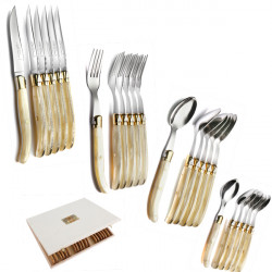 Laguiole Excellence 24 piece boxed set of natural Nacrine handle