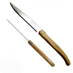6 coltelli Laguiole, manico in legno d'ulivo, fatti a mano