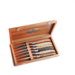 Laguiole Excellence boxed set of 6 assorted wood knives made the old