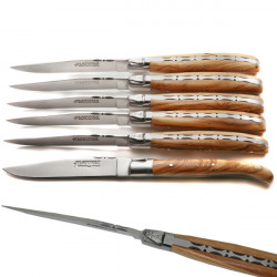 Estuche 6 cuchillos Laguiole Excellence, en madera de olivo a la antigua usanza