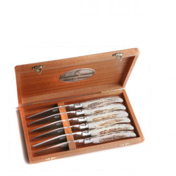 Laguiole Excellence boxed set of 6 antler knives made the old