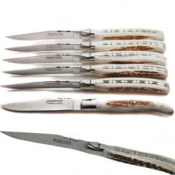 Estuche 6 cuchillos Laguiole Excellence en astas de Ciervo a la antigua usanza