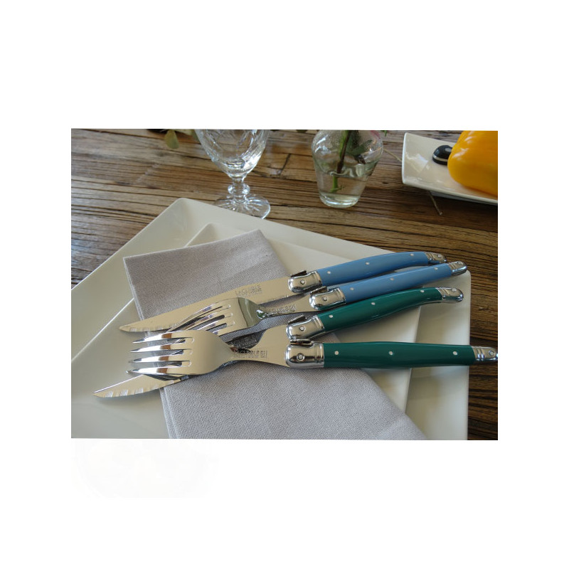Couteaux de table Laguiole de 6 am vert pastel