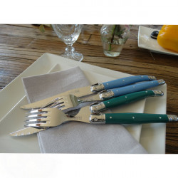 Set of 6 traditional Laguiole forks - Ocean Blue Shades