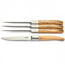 Set of 4 Steak Knives - Olive Wood - Laguiole Heritage