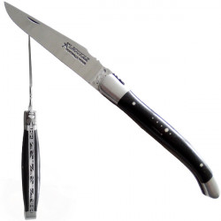 Laguiole ebony wood handle knife, leather case