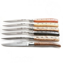 Laguiole Excellence 6er Set Messer - Griffen verschiedenen Hölzern hand. Handgeschmiedet nach alter Tradition