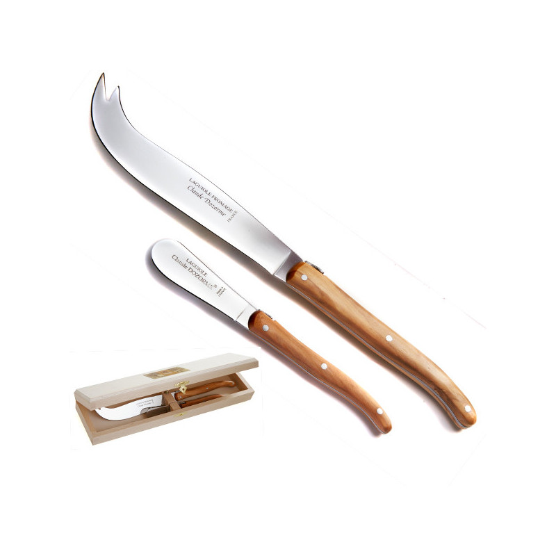 Laguiole boxed set of cheese and butter olive wood handle knives
