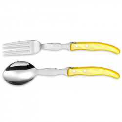 Laguiole contemporary serving cutlery - Yellow color
