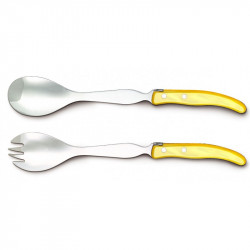 Laguiole contemporary salad servers - Yellow color