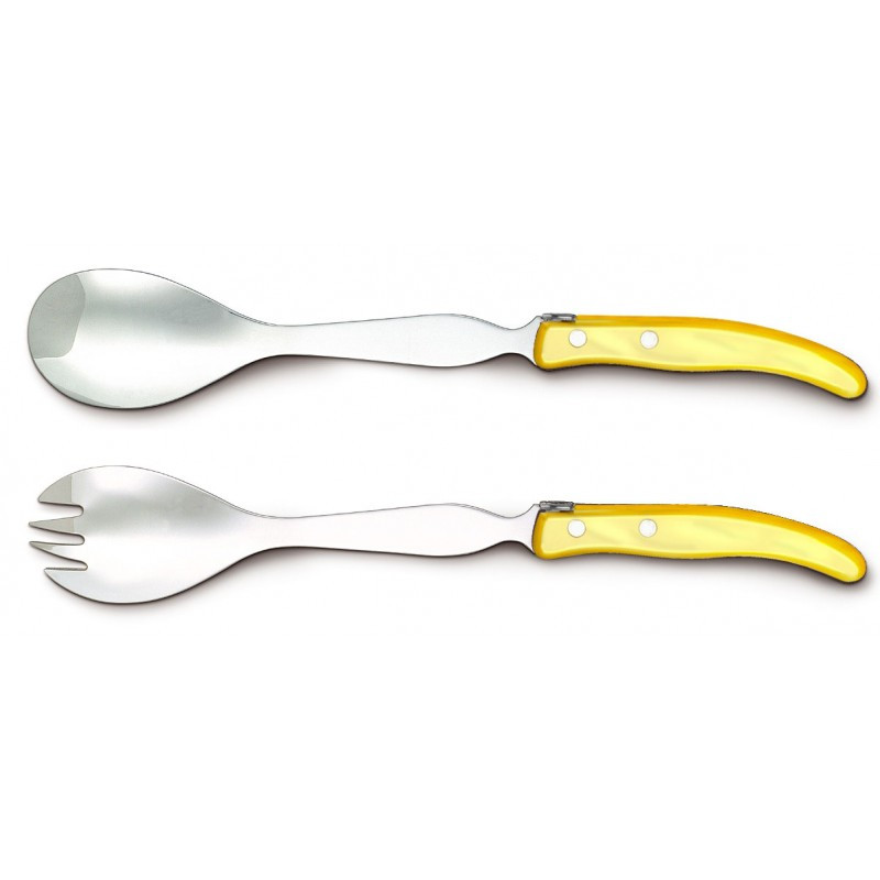 Laguiole contemporary salad servers - Yellow color