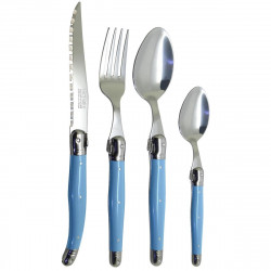 Miami blue Laguiole large spoon "I create my table", handmade in France.