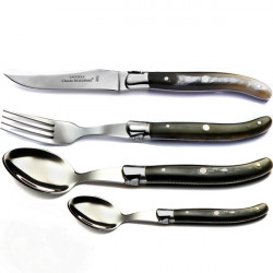 Laguiole boxed set of 6 real black horn handle knives