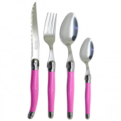 Pink Laguiole large spoon "I create my table", handmade in France.