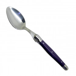 Violet Laguiole large spoon "I create my table", handmade in France.