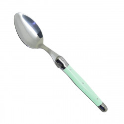 Pale green Laguiole large spoon "I create my table", handmade in France.