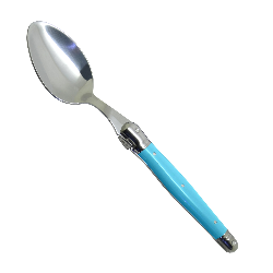 South blue Laguiole large spoon "I create my table", handmade in France.