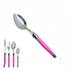 Pink Laguiole small spoon "I create my table", handmade in France.
