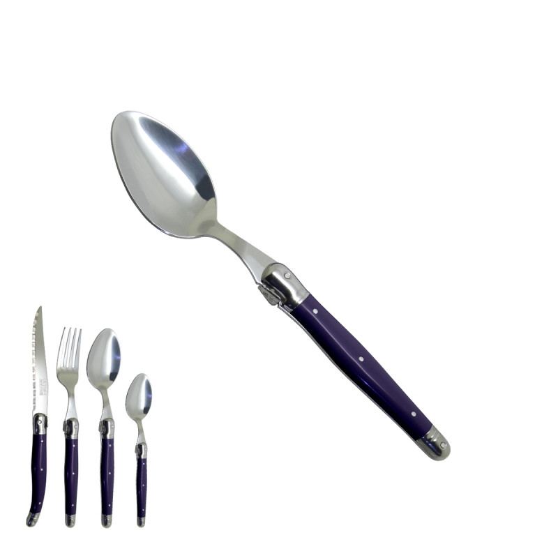 Violet Laguiole small spoon "I create my table", handmade in France.
