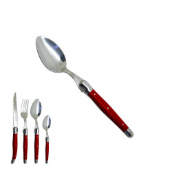 orange red Laguiole small spoon, "I create my table", handmade in France.