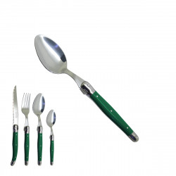 Green Laguiole small spoon "I create my table", handmade in France.