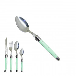 Pale green Laguiole small spoon "I create my table", handmade in France.