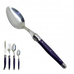 Violet Laguiole large spoon "I create my table", handmade in France.
