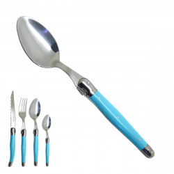 South blue Laguiole large spoon "I create my table", handmade in France.