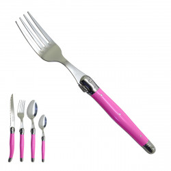 Pink Laguiole fork "I create my table", handmade in France.