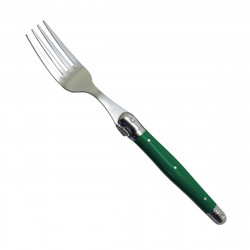 Green Laguiole fork "I create my table", handmade in France.