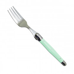 Pale green Laguiole fork "I create my table", handmade in France.