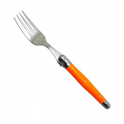 orange Laguiole fork "I create my table", handmade in France.