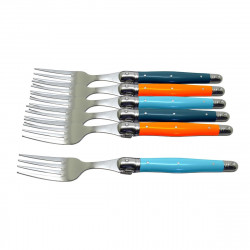Set of 6 traditional Laguiole forks - Coral reef hues