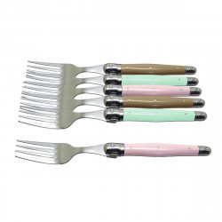 Box of 6 traditional Laguiole forks - Californian beach tones