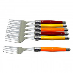 Set of 6 traditional Laguiole forks - St. Tropez hues