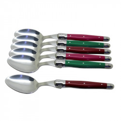 Set of 6 traditional Laguiole large spoons - Japanese Garden Nuances