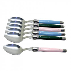Set of 6 traditional Laguiole large spoons - Boreal Forest Shades