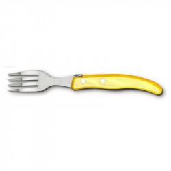 Laguiole contemporary cake fork - Yellow color