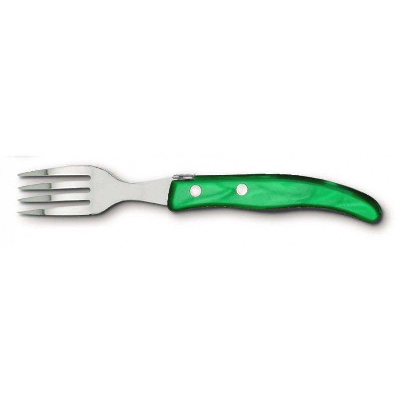 Laguiole contemporary cake fork - green color