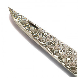 Laguiole ebony wood handle Damascus knife with leather case