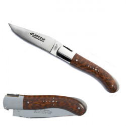 Laguiole amourette wood hunting knife, leather case